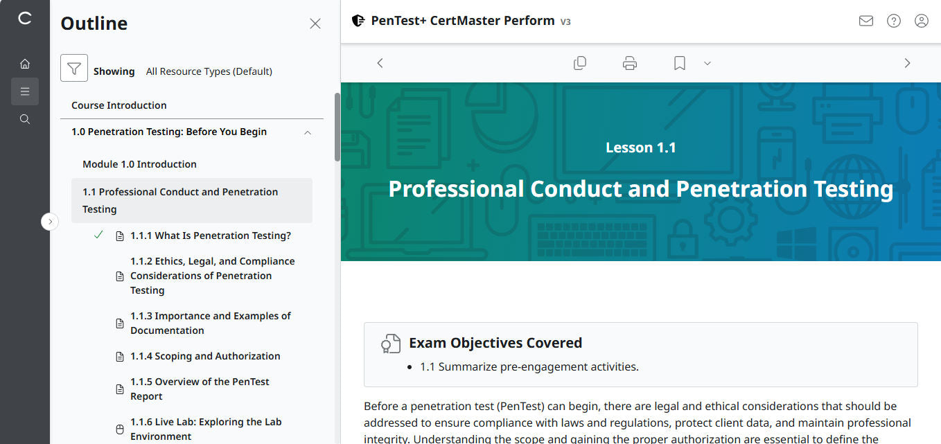 CertMaster Perform  CompTIA PenTest+ PT0-003 (V3)