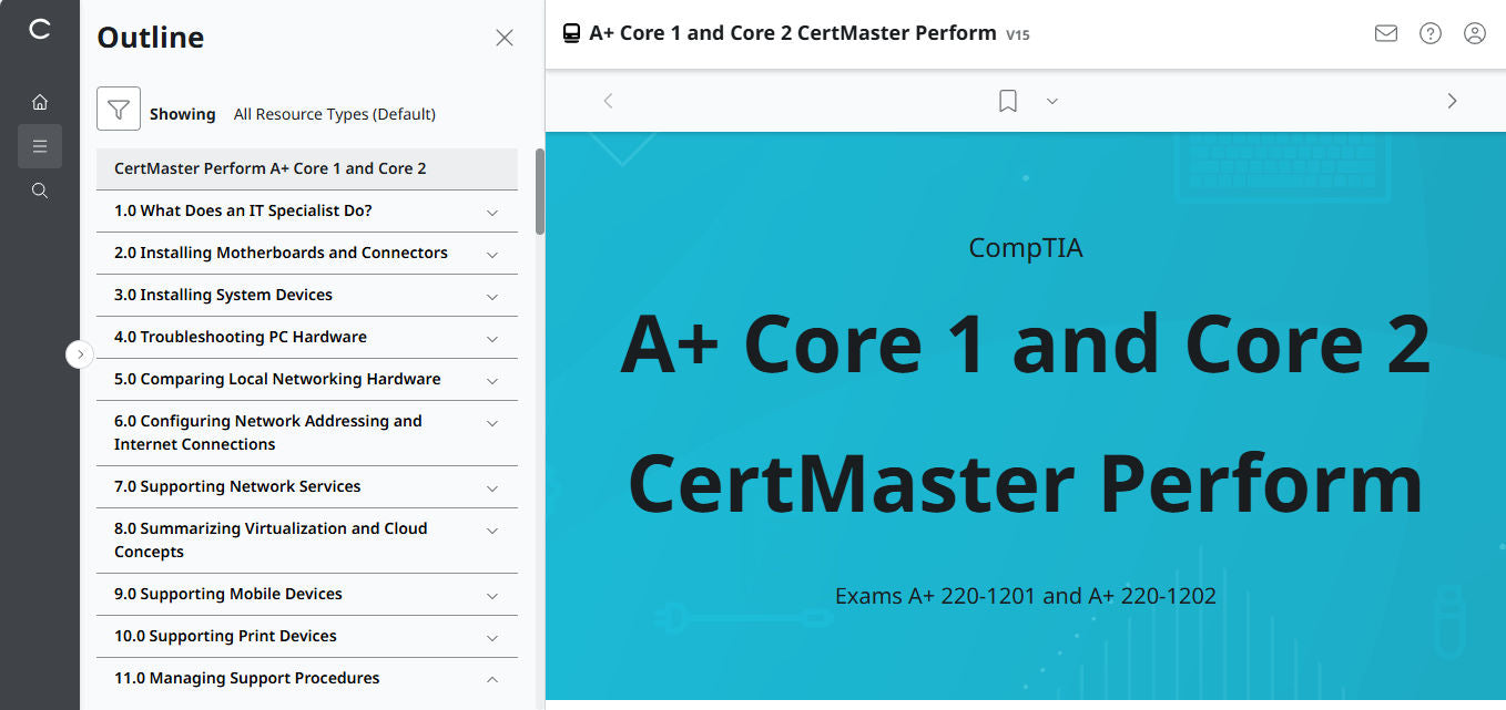 CertMaster Perform CompTIA A+ Core 1 & 2   (V15)