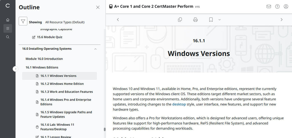 CertMaster Perform CompTIA A+ Core 1 & 2   (V15)