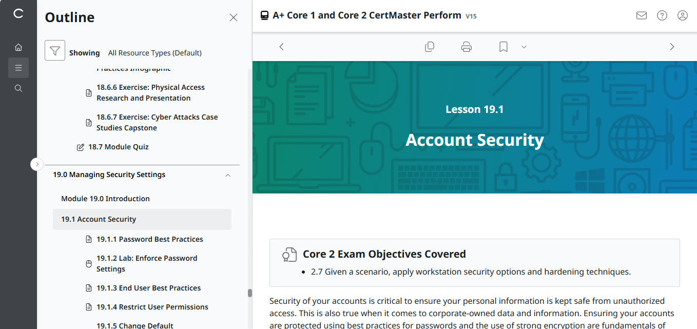 CertMaster Perform CompTIA A+ Core 1 & 2   (V15)