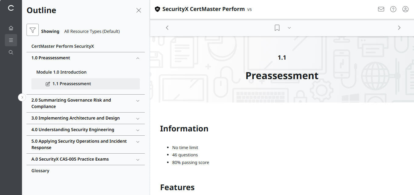 CompTIA CertMaster Perform  – SecurityX (Exam CAS-005)  Individual License